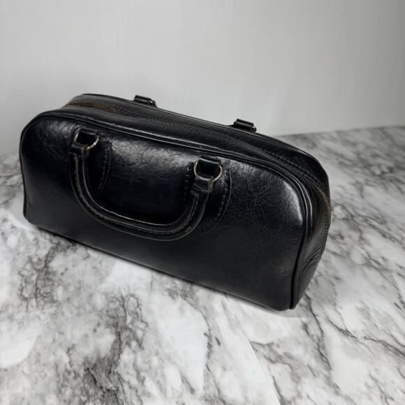 Vintage Medical Bag Schell Black Leather Zip Top Case Doctor Physician USA - Picture 1 of 10